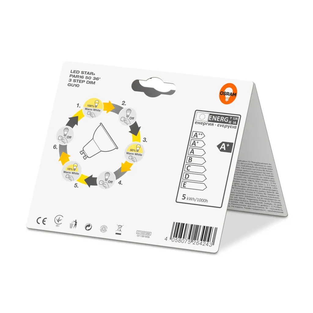 Osram LED Reflektor Three Step PAR16 80 GU10 4,5W Warmweiß, Dimmbar, Klar – Bild 5