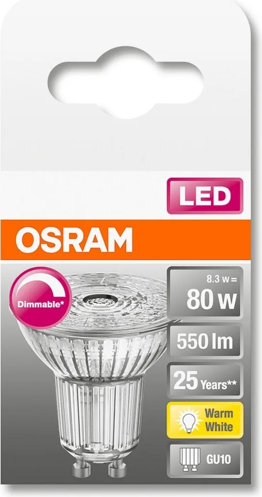 Osram LED Reflektor Super Star PAR16 80 GU10 8,3W WarmweiĆ, Dimmbar, Klar ā Bild 10