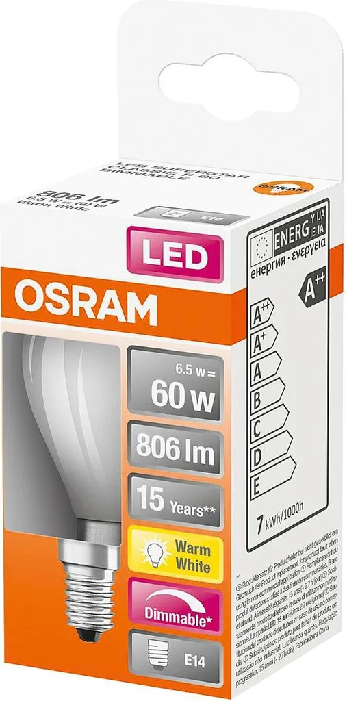Osram LED Leuchtmittel Super Star Classic P60 E14 6,5 W Dimmbar Matt – Bild 3