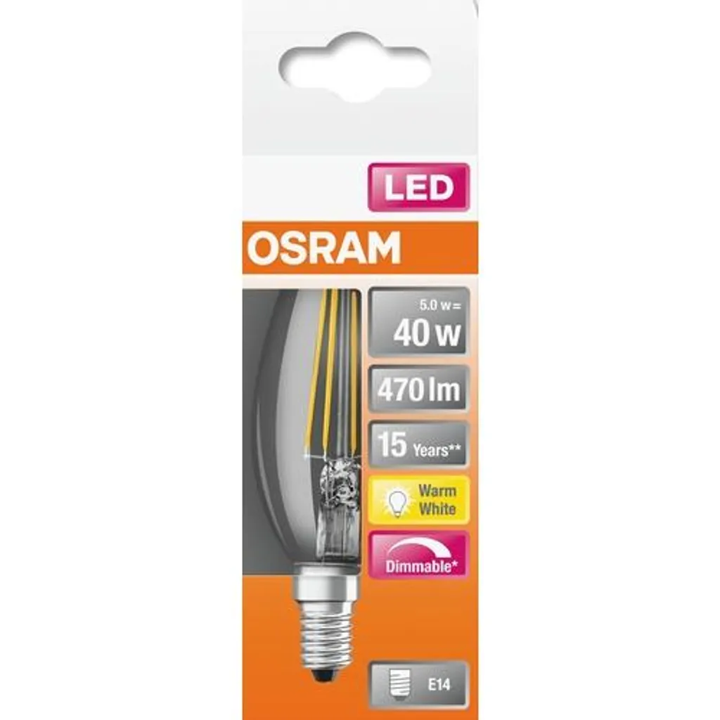 Osram LED Leuchtmittel Classic B40 E14 5W Warmweiß, Dimmbar, Klar – Bild 9