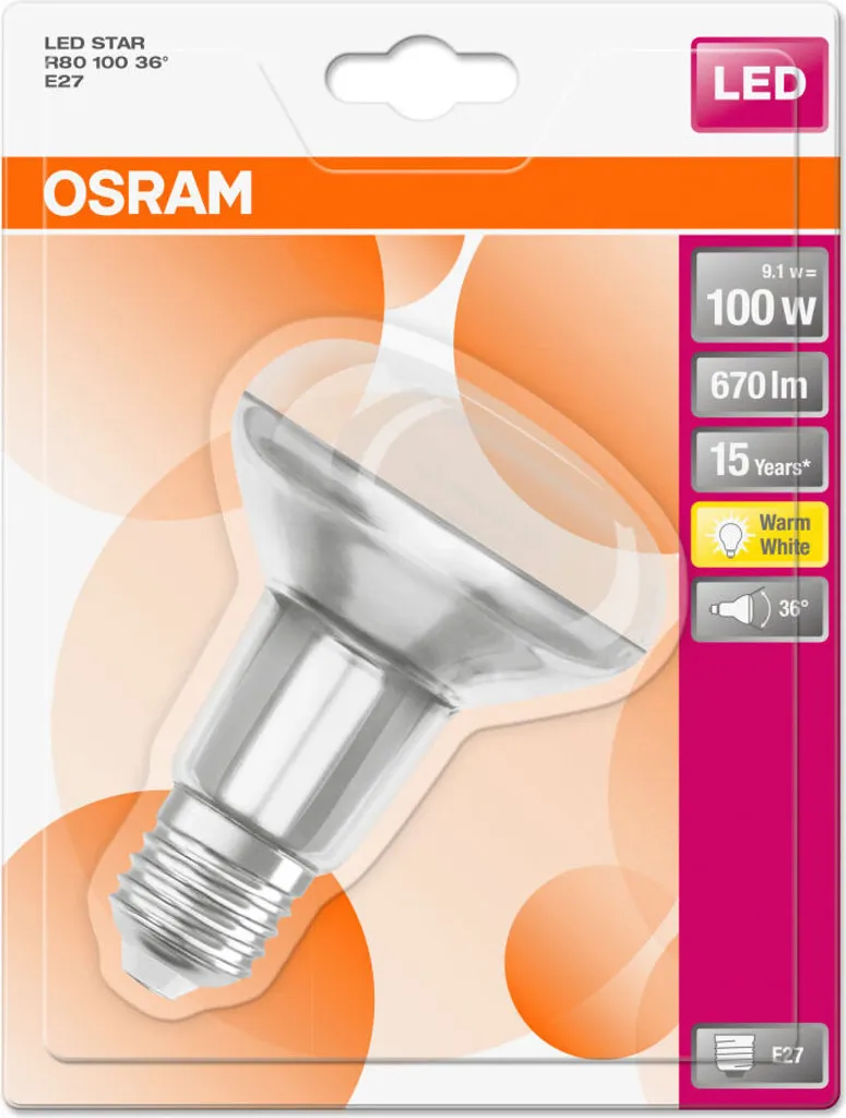 Osram LED Leuchtmittel Star R80 100 E27 9,1W Warmweiß, Klar – Bild 6