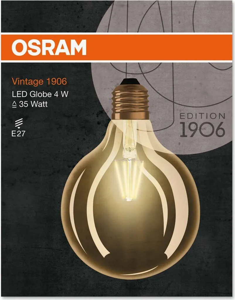 Osram LED Leuchtmittel Vintage 1906 Globe E27 4W Warmweiß, Amber – Bild 15