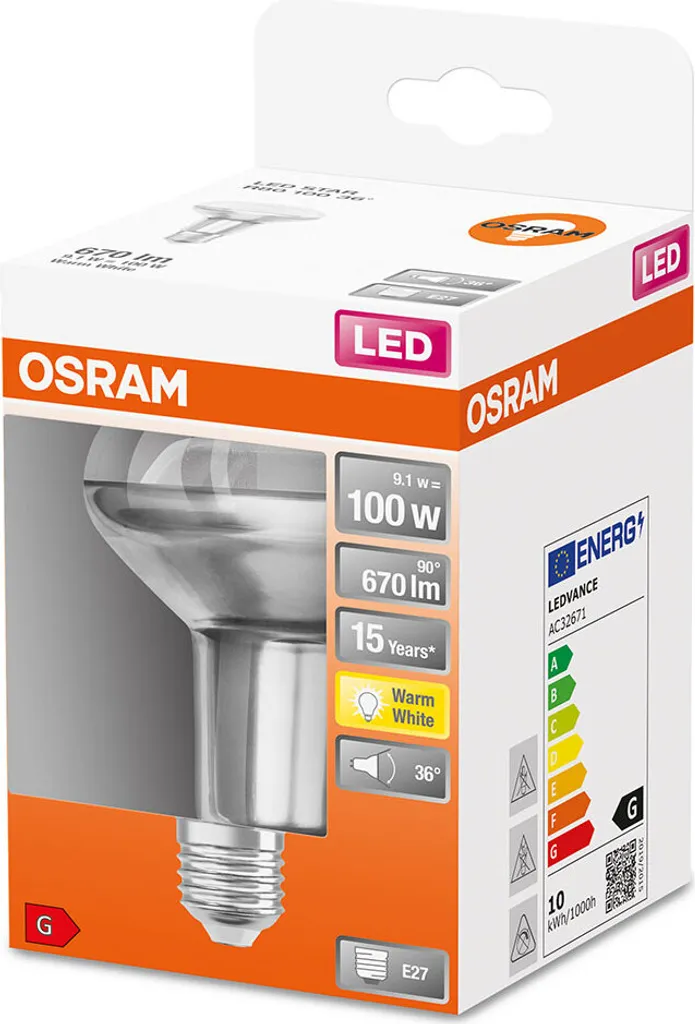 Osram LED Leuchtmittel Star R80 100 E27 9,1W Warmweiß, Klar – Bild 7