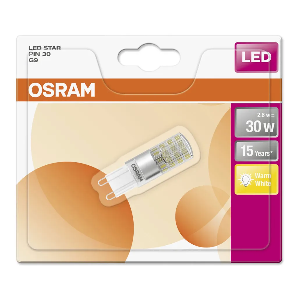 Osram LED Leuchtmittel Stiftsockel Star 2,6W = 30W G9 Klar 320lm FS Warmweiß 2700K – Bild 9