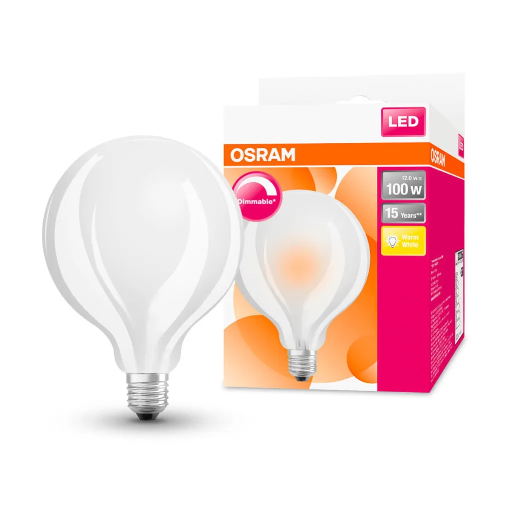 Osram LED Leuchtmittel Globe 95 E27 12W Warmweiß, Dimmbar, Weiß-matt – Bild 4