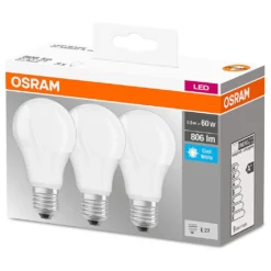 Osram LED Lampe Ersetzt 60W E27 Birne - A60 In Weiß 8,5W 806lm 4000K 3er Pack