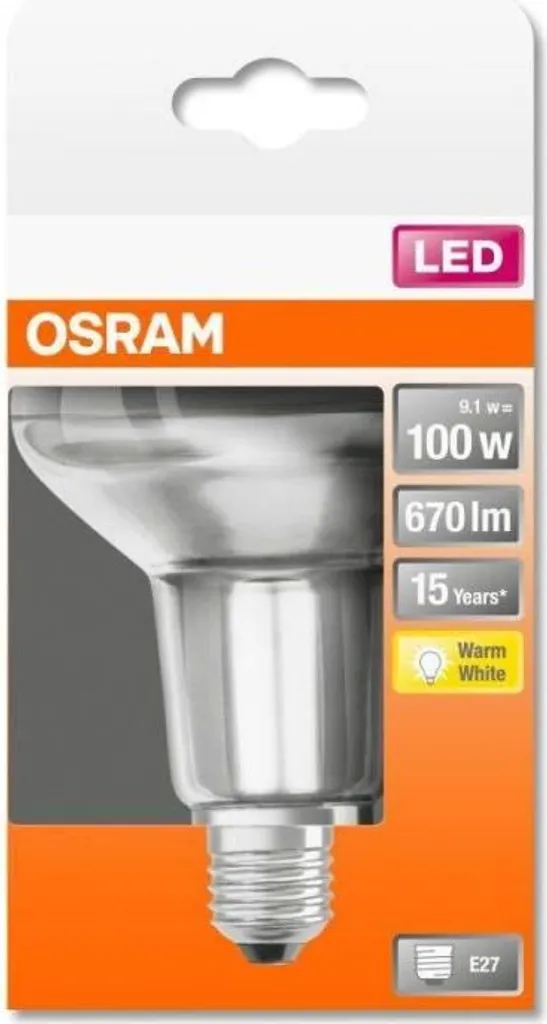 Osram LED Leuchtmittel Star R80 100 E27 9,1W Warmweiß, Klar – Bild 2