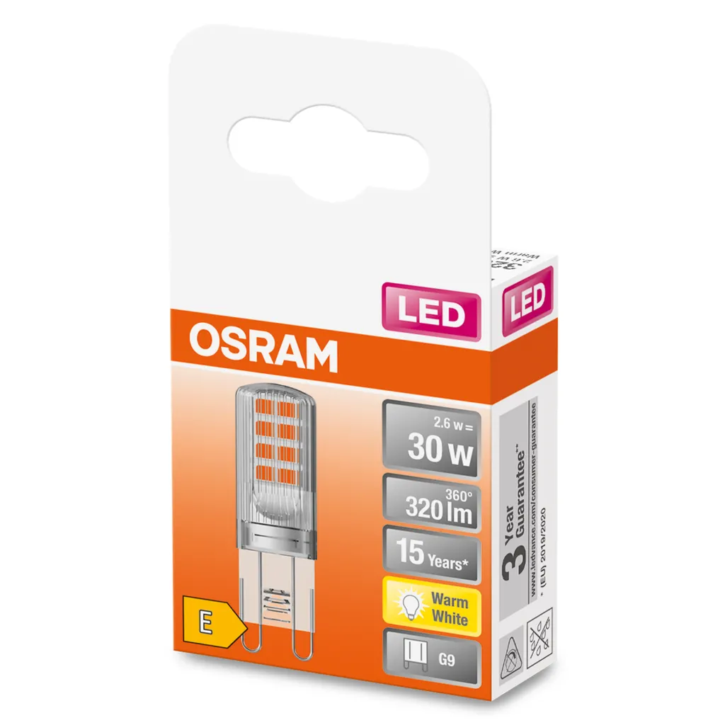Osram LED Leuchtmittel Stiftsockel Star 2,6W = 30W G9 Klar 320lm FS Warmweiß 2700K – Bild 6