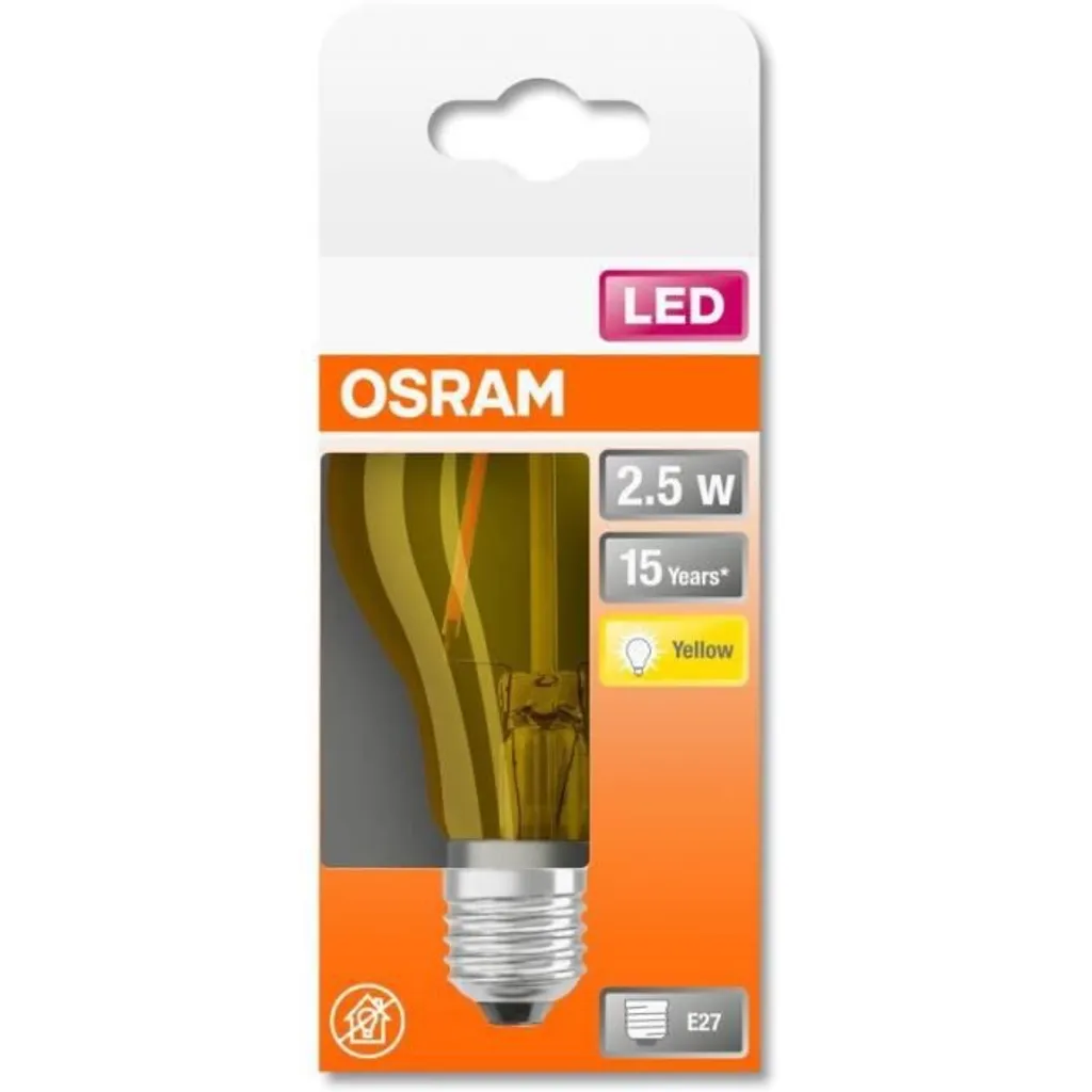 Osram LED Filament Leuchtmittel Decor Farbig A60 2W = 15W E27 Gelb Transparent FS – Bild 3
