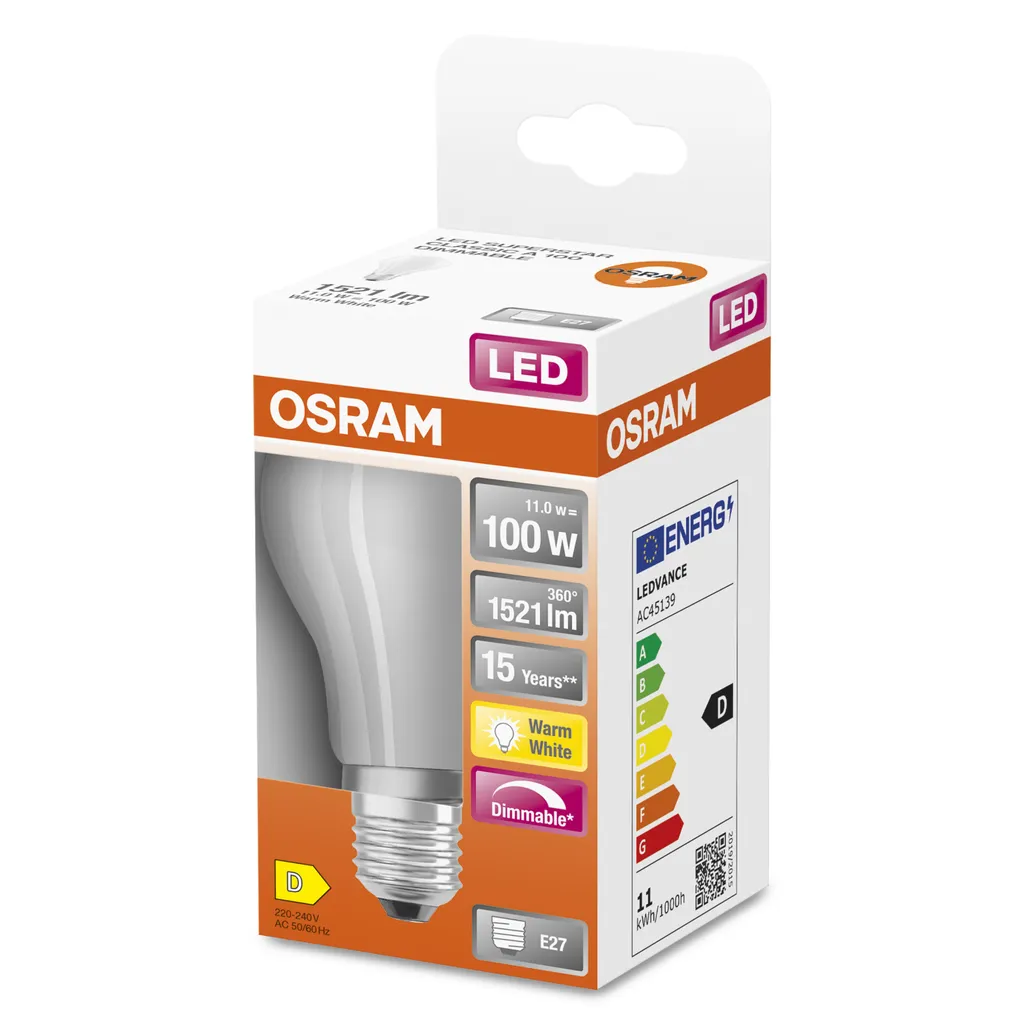 Osram LED Leuchtmittel Superstar Classic A E27 12 W Dimmbar Weiß Matt – Bild 6