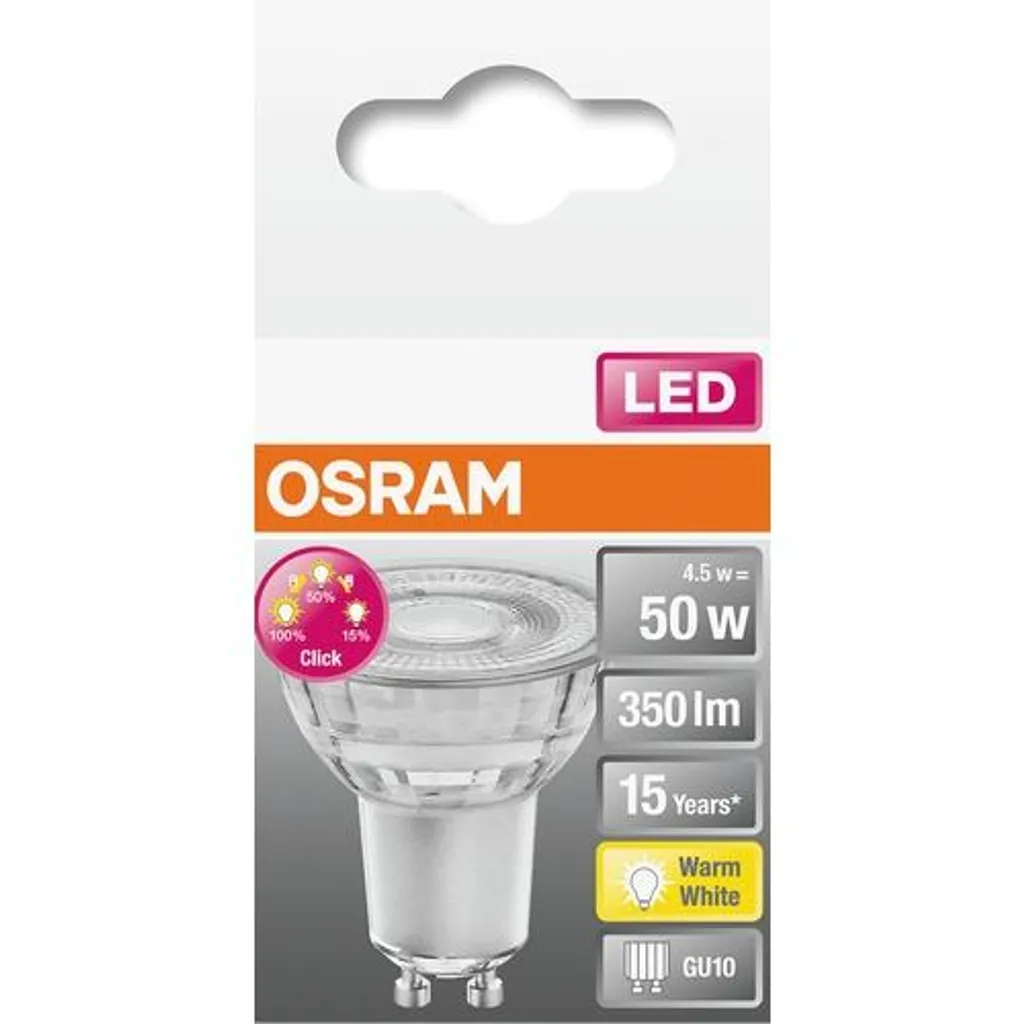Osram LED Reflektor Three Step PAR16 80 GU10 4,5W Warmweiß, Dimmbar, Klar – Bild 9
