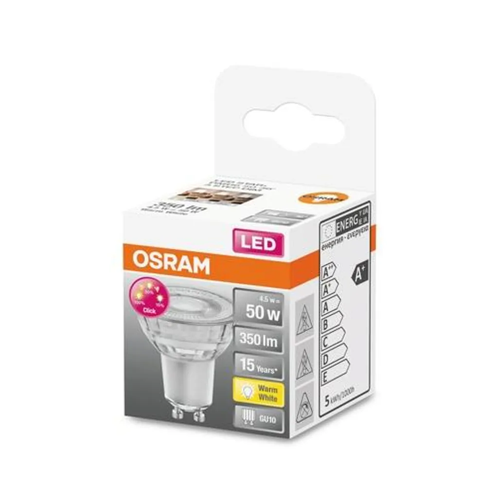 Osram LED Reflektor Three Step PAR16 80 GU10 4,5W Warmweiß, Dimmbar, Klar – Bild 3